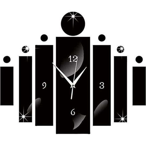Luxury 3d wall clock silver mirror modern wall clock residential culture design watch business luxury 3d black mirror wall sticker (1/5)
