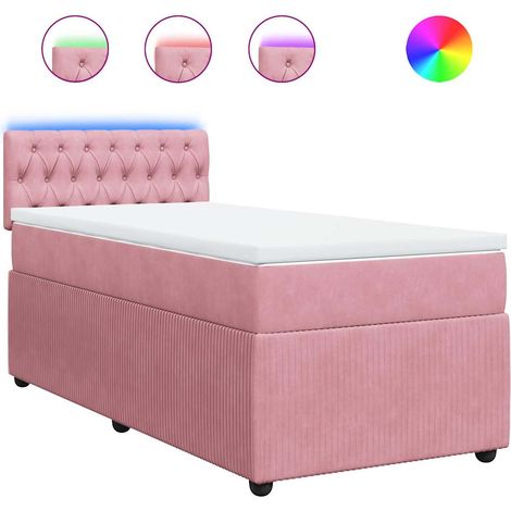Maison Exclusive - Giroletto a Molle con Materasso Rosa 80x200 cm in Velluto (1/5)