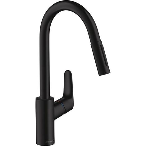 mitigeur de cuisine 240,avec douchette extractible 2 jets noir mat