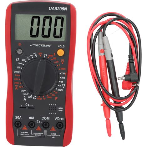 Multimètre numérique UA9205N avec affichage LCD, capacité, résistance, test AC/DC (1/4)