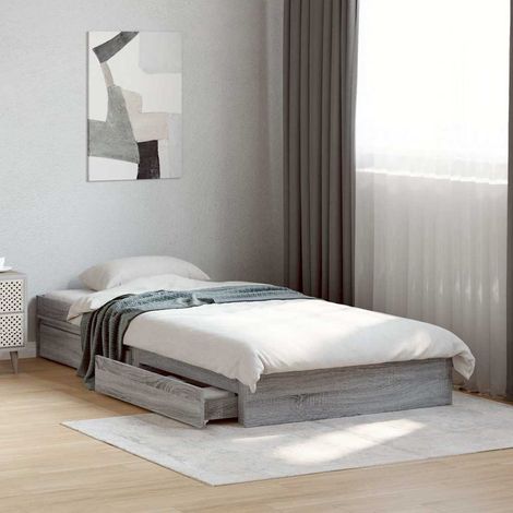 Bettgestell mit Schubladen Grau Sonoma 90x190 cm Holzwerkstoff (1/5)