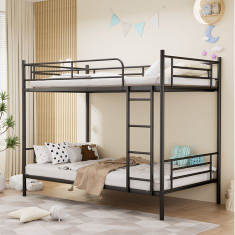 Letto a castello bimbi 90x190 cm acciaio nero con sponda, senza materasso – MEUBLIV (1/5)