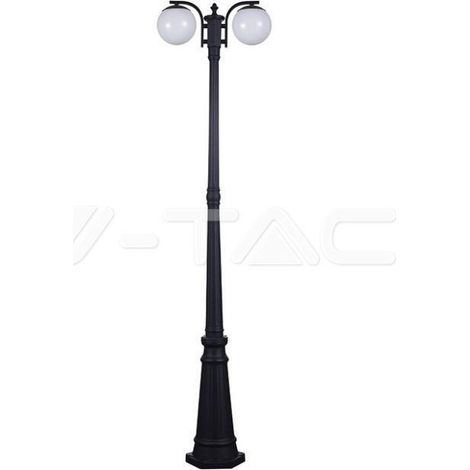 Farola LED V-TAC con portalámparas doble, 2 x E27, color negro mate, altura: 228 cm, IP44