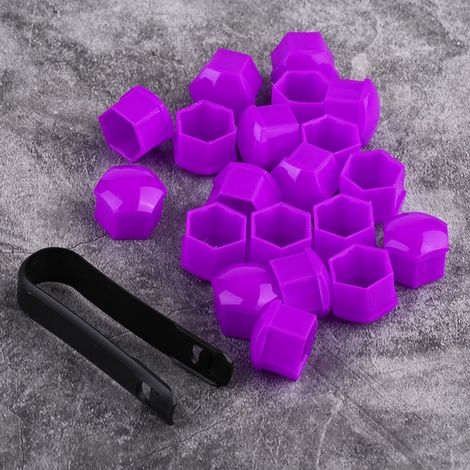20pcs Écrous de Roue Auto 17mm Protection Vol Antivol Cache Moyeu Vis Bouchon Violet (1/5)