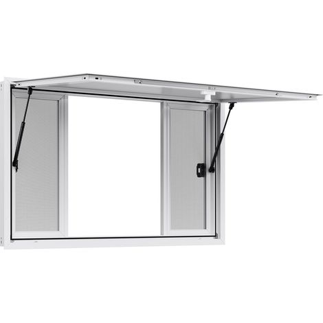 Fenetre de service 135x84cm alliage aluminium food truck ouvrant 85 degre 4 fenetres coulissantes auvent crochet remorque (1/5)