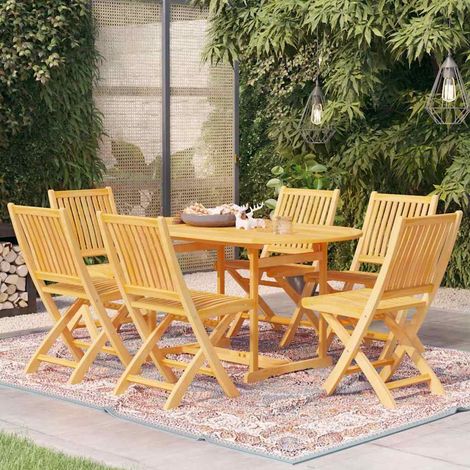 Ensemble à manger de jardin 7 pcs-Salon de jardin Bois de teck massif 237279 (1/5)