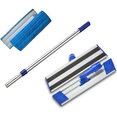 Roulor – Balai trapèze aluminium 40cm – Manche inclus – 2 mop en microfibre – Pour nettoyage professionnel