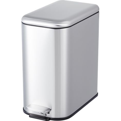 IDEALHOUSE Poubelle de cuisine en acier inoxydable - 12 L, rectangulaire étroite - Couvercle anti-odeurs à fermeture douce - Pédale mains libres - Seau intérieur amovible avec poignée - Couleur : Arge (1/5)
