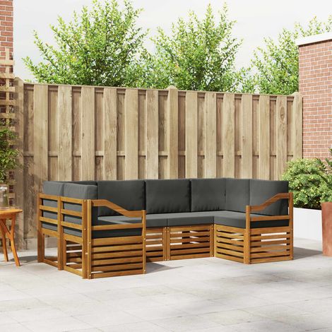 Ecksofa Set 6 pcs Natur und Anthrazit Massivholz Akazie (1/5)
