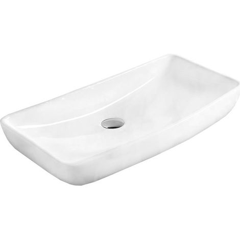 Lavabo cerámico sobre encimera, 60,5x39x13 cm, Blanco (1/2)