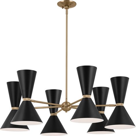 Lampadario Art Déco Phix Kichler nero oro coni 12xE27 (1/5)