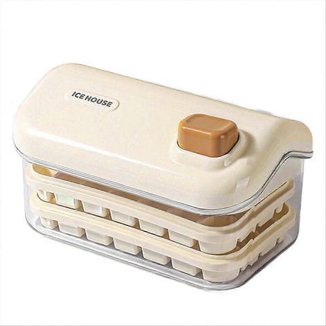 Eiswürfelform mit großem Fassungsvermögen für den heimischen Eiswürfelbereiter, Eiswürfelform für den Kühlschrank, cremeweiße selbstgemachte Eiswürfelbox A (1/5)