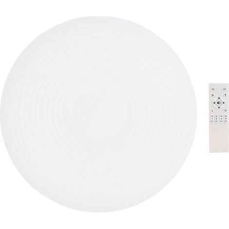 Plafonnier LED rond télécommandé 20cm variateur intensité lumière chaude froide neutre design moderne métal blanc laiteux (1/5)