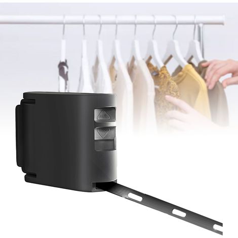 Séchoir mural retractable Puch Free invisible avec attaches ajustables noir TPU 4.2m (1/5)