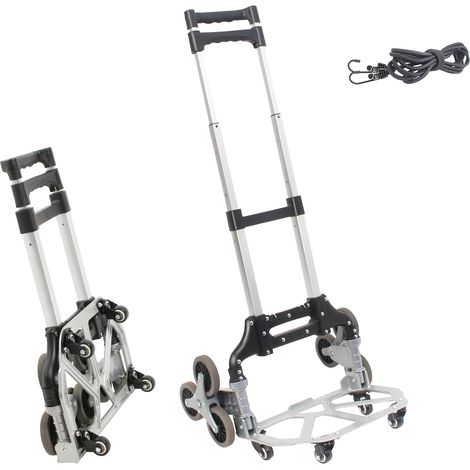 Todeco – Diable pliant léger en aluminium 80 kg – 10 roues dont 6 d'escalade – Poignée télescopique réglable 64-107 cm – Chariot pliable portable (1/5)