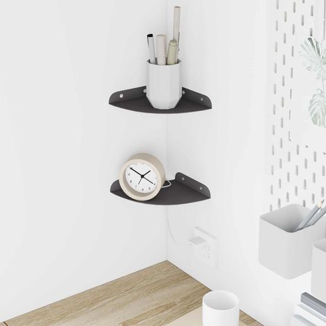 Estante flotante con estante 2 pcs Negro 15 x 15 x 2 cm