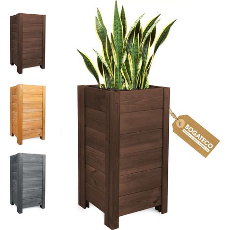 Jardinière Haute Bois Bogateco 39x39x79 cm Géotextile Brun Foncé (1/5)