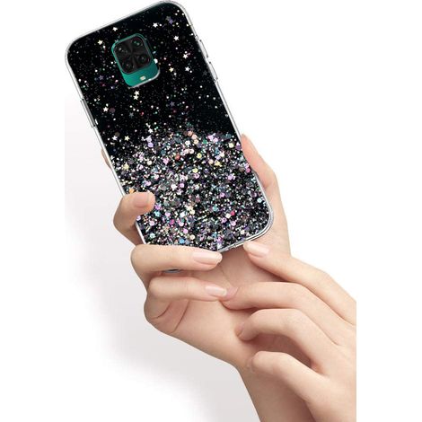 Coque pour Xiaomi Redmi Note 9S / 9 Pro, à paillettes, noire (1/3)