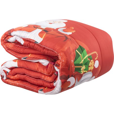Edredón Navideño Matrimonial Estampado con Papá Noel y Regalos (1/5)