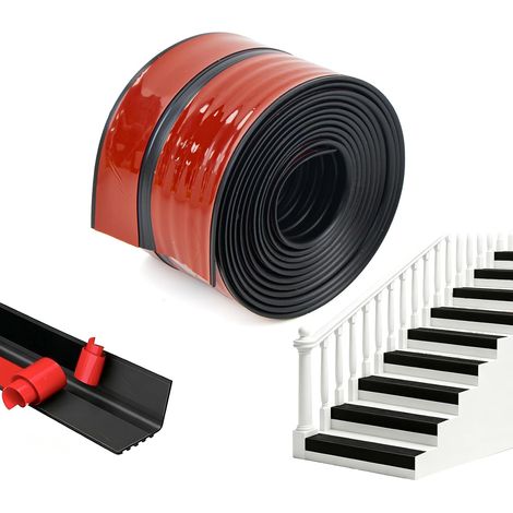 Nez de Marche Escalier de 3 m - Nez de Marche Antidérapant en Caoutchouc Protection des Bords D'escalier en Forme de L pour Usage Intérieur/Extérieu, Imperméable En PVC flexible(50×40 mm, Noir) (1/5)