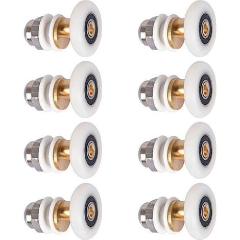 Duschtürrolle, Ersatzrollensatz für Schiebeduschtüren, geeignet für 4-6 mm Glasstärke, 8-teilig, (27 mm) (1/4)