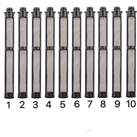 Lot de 10 filtres pour pistolet pulvérisateur airless en acier inoxydable 287032, compatibles avec les modèles Graco Contractor II et FTx II, pour latex, maillage 60, noir (1/5)