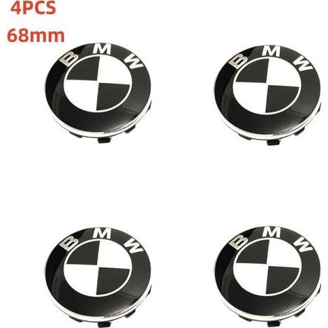 NURIA - Enjoliveur de roue BMW 68 mm - Cache-moyeu - Compatible avec les enjoliveurs BMW - Noir et blanc (1/2)