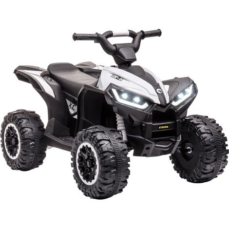 Quad Électrique Enfants,Voiture Électrique Enfants 4 Roues avec Musique, 12 V 6 Km/h max,Klaxon, Lumière LED, 18-36 Mois, Cadeaux de Noël pour Enfants, blanc (1/5)