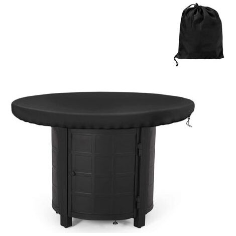 Schwarze (80 cm Durchmesser) wasserdichte, UV-beständige runde 420D-Feuerschalenabdeckung für Kochfelder und Grills (1/5)