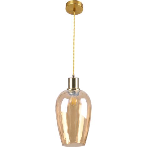 Suspension LARGI verre ambre laiton E27 Ø15 Polux (1/5)