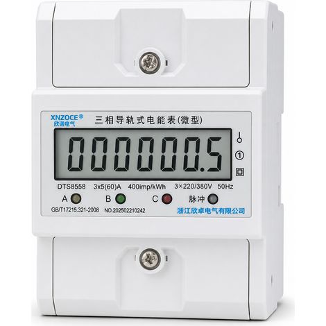 Compteur électrique triphasé 4 fils sur rail DIN 30 100 A 380 V classe 1 (1/5)