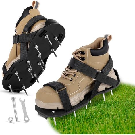 Aérateur de Pelouse - Chaussures Aérateur avec 13 Clous Métalliques par Pied - Pour Jardin Cour Terrasse - 1 Paire (1/5)