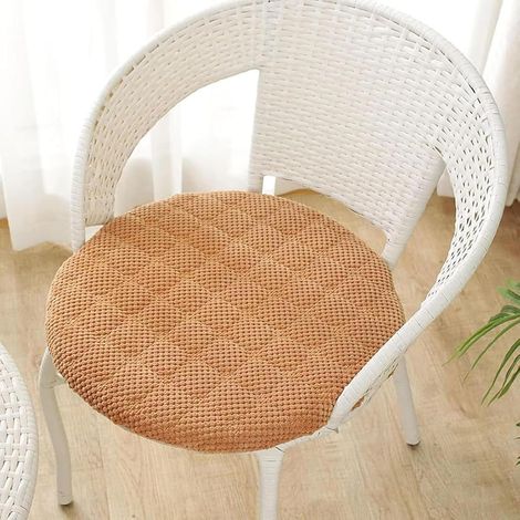 Round Chair Cushions, Set of 2, Soft, Washable and Non-Slip Corduroy Seat Cushions, Round Floor Chair Cushion for Kitchen, Dining Room, Garden, Office (Orange, 2-Piece Set 35cm) (1/5)