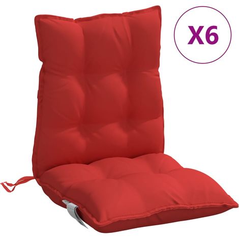 Coussins de chaise à dossier bas lot de 6 rouge tissu oxford (1/5)