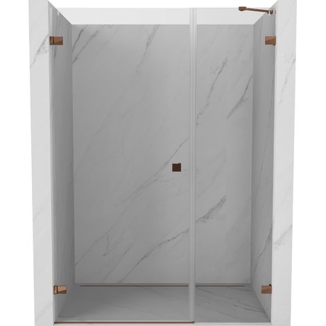 Porte de douche pivotante gauche Mexen Lunar-B 130 cm, transparent, or rose - 832S-130-050-60-00-L (1/5)
