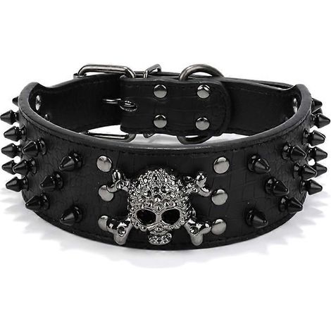 Collar ajustable para perros con calavera y púas redondas, collar de seguridad para mascotas talla XS (1/3)