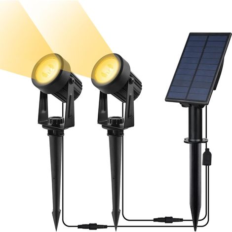 Spot Solaire Exterieur, IP65 Lampe Solaire Exterieur Jardin Decorative Exterieur Puissante pour Arrarbres, Chemins, Pelouses, Terrasses (Blanc) (1/5)