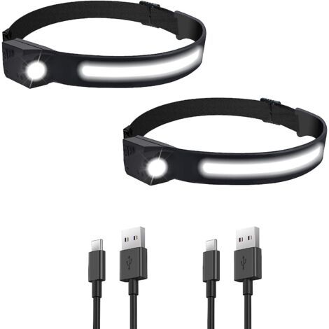 LED Lampe Frontale USB Rechargeable 1200mAh Etanches COB XPE Lampe Torche Frontale 5 Modèles avec Course à Pied, Camping, Casque de Cyclisme, Poisson, Réparation, Photographier, Enfant Lecture (1/5)