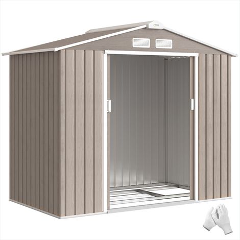 Abri de jardin 2,77 m² avec fondation et porte coulissante Marron (1/5)