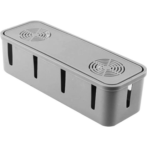 Generic Practical Storage Box for Household Plugs and Cables, Gray Plastic Cable Organizer, Dustproof Cover for Power Strips, Wire Management on Desk (1/5)