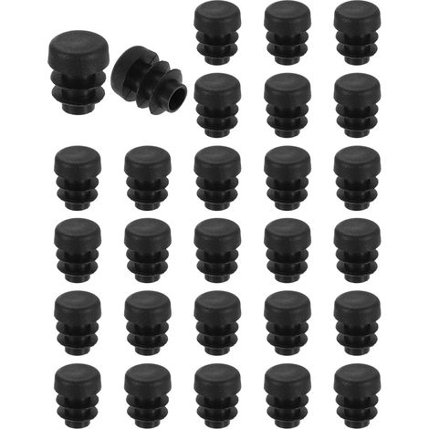 Bouchons Ronds - Lot de 28 - Plastique PE Noir - Antidérapants et Protecteurs - Pour Chaises Tables et Meubles - Diamètre 12 mm (1/5)