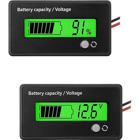 manomètres de capacité et de tension pour batteries au plomb et au lithium (12 V, 24 V, 36 V, 48 V et 72 V CC).