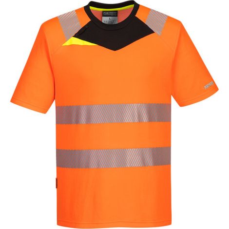 Camiseta DX4 de Alta Visibilidad M/C para Seguridad y Comodidad / Naranja Negro / XL