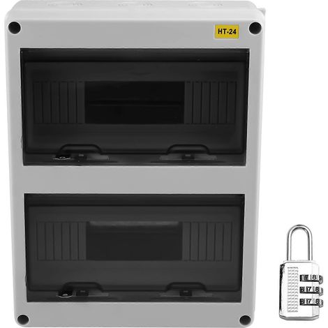 Boîte de jonction série HT 24 voies IP65 étanche, boîtier de distribution électrique extérieur en ABS avec verrouillage pour disjoncteur (1/5)
