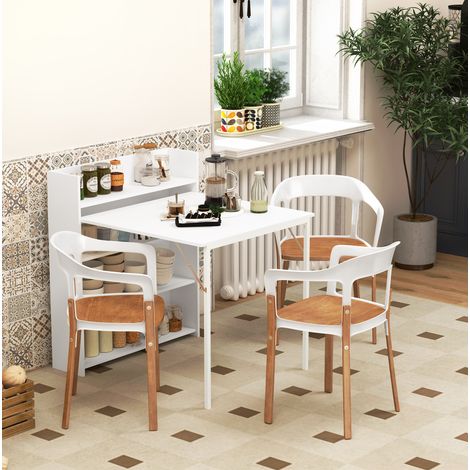 Mesa comedor plegable con estantes 78,5x91x93 cm OKMYHOME (1/4)