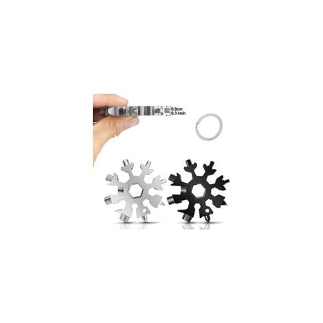 Outil Multifonction Flocon de Neige 18 en 1, 2Pcs Mini Tournevis Passe-partout en acier inoxydable Outil multifonction pour Voyages Quotidien Cadeau Créativité，Argent - Crezuo