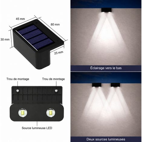 Lampe solaire d'extérieur LED lumière blanche pour marches et escaliers 2405-2 réf 8286 200 g – Livraison gratuite