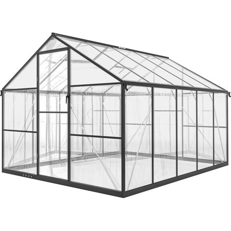 Outsunny Serra da Giardino in Alluminio e PC con Porta a Battente Nero (1/5)