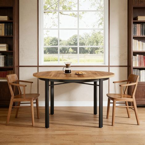Table de petit-déjeuner, table à manger, table de cuisine de ferme, table basse ronde, table de conversation (table seule) avec un plateau stable pour une installation sécurisée.