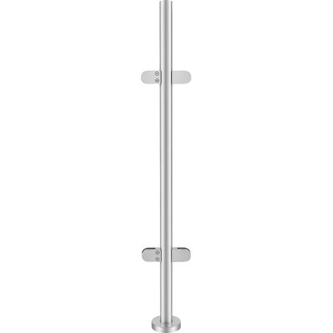 Palo centrale per guardrail, in resistente acciaio inossidabile, versatile, colore argento. (1/2)